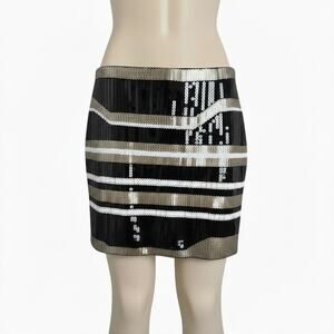 Express Sequined Mini Skirt XS Micro Stretchy Bandage Club